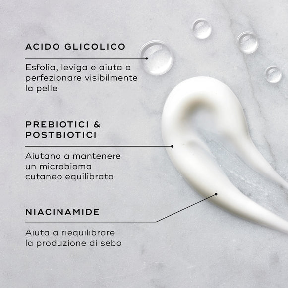 Ingredienti di Balance Moisturiser™ & Glycolic Acid Activator™, testo su sfondo grigio.-hover-2