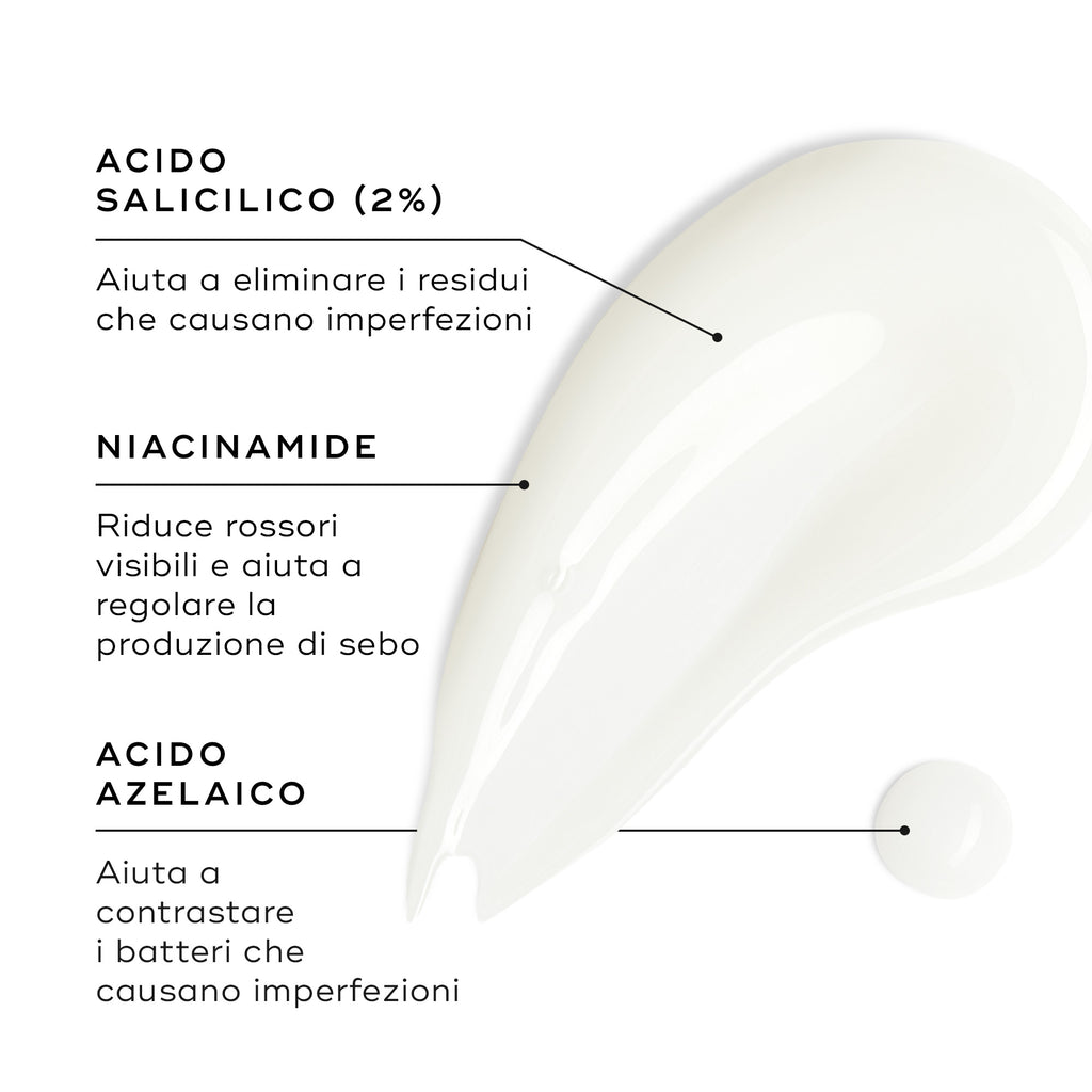 Ingredienti chiave etichettati su sfondo bianco.
